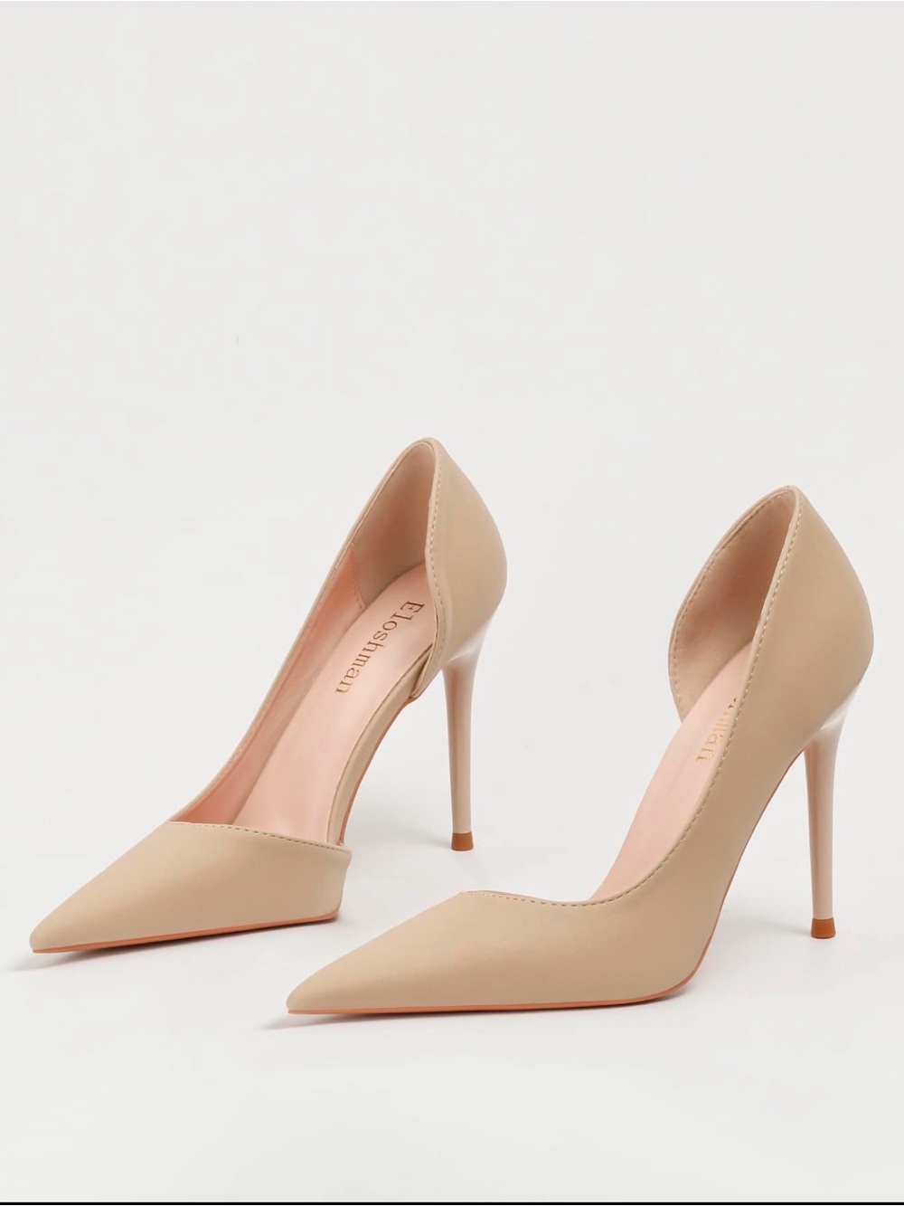 SHEIN Beige Pointed D'Orsay Stiletto Heels